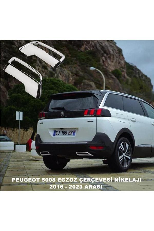 Caraks Peugeot 5008 Egzoz Çerçevesi Nikelajı 2016 - 2023 Arası Sağ-Sol 2 Parça 1. Kalite Abs Krom - - Image 1