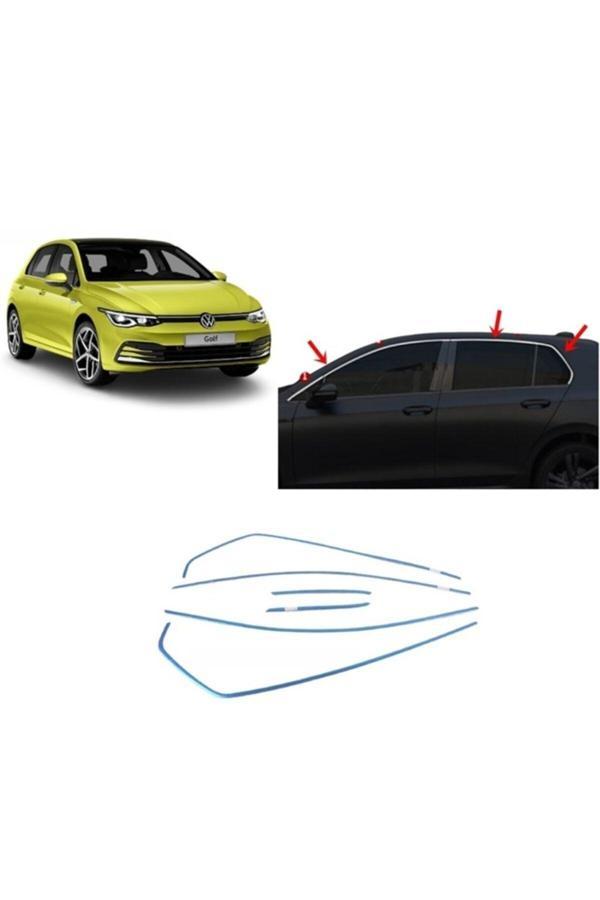 Point Vw Golf 8 Uyumlu Cam Üst Çerçeve Nikelajı 2020 Sonrası 6 Parça Paslanmaz Çelik - Image 1