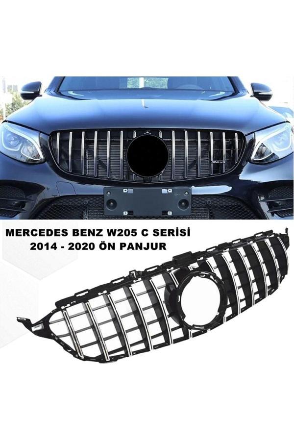 Caraks Mercedes W205 C Serisi Spor Ön Panjur Izgaralı Piano Black & Krom Şeritli 2014-2020 1. Kalite - Image 1