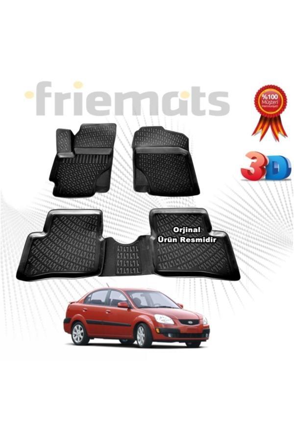 Friemats Kia Rio Sd 3D Havuzlu Paspas 2006-2011 Arası Siyah 4 Parça Set - - Image 1