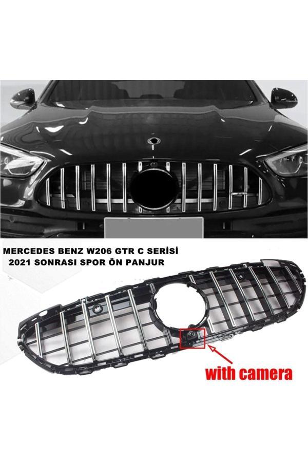 Caraks Mercedes W206 C Serisi Spor Ön Panjur Izgaralı Piano Black & Krom Şeritli 2021 Sonrası 1. Kalite - Image 1