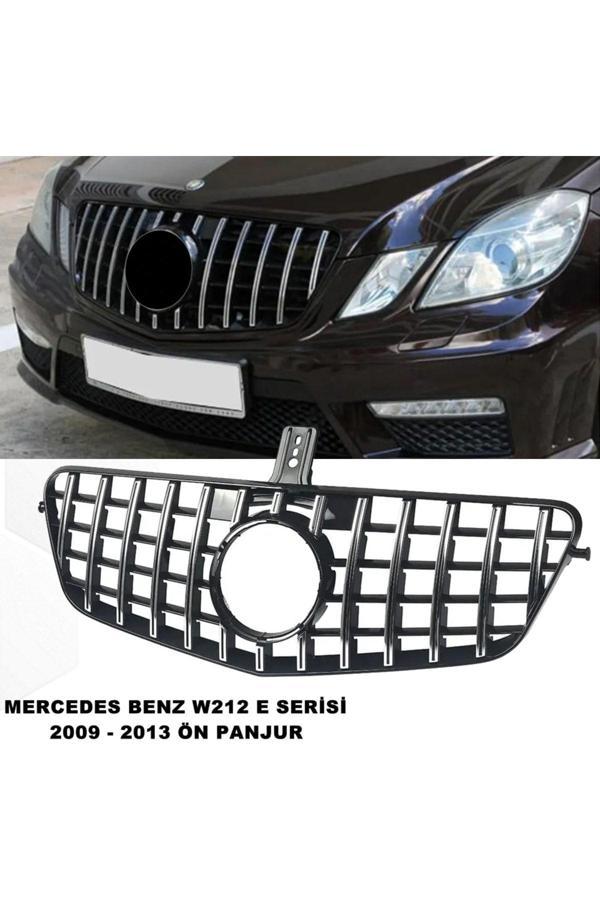 Caraks Mercedes W212 Gtr E Serisi Spor Ön Panjur Izgaralı Piano Black & Krom Şeritli 2009-2013 1. Kalite - Image 1