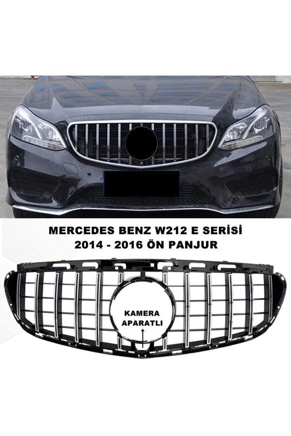 Caraks Mercedes W212 E Serisi Spor Ön Panjur Izgaralı Piano Black & Krom Şeritli 2014-2016 1. Kalite- - Image 1