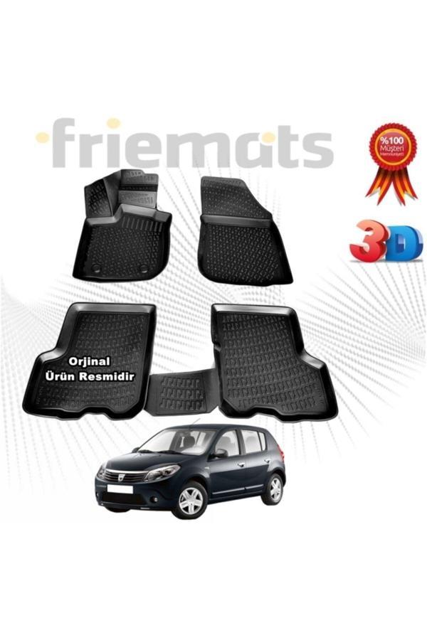 Friemats Dacia Sandero Hb 3D Havuzlu Paspas 2008-2012 Arası Siyah 4 Parça Set - - Image 1