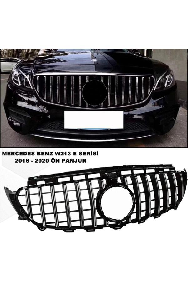 Caraks Mercedes W213 E Serisi Spor Ön Panjur Izgaralı Piano Black & Krom Şeritli 2016-2020 1. Kalite- - Image 1