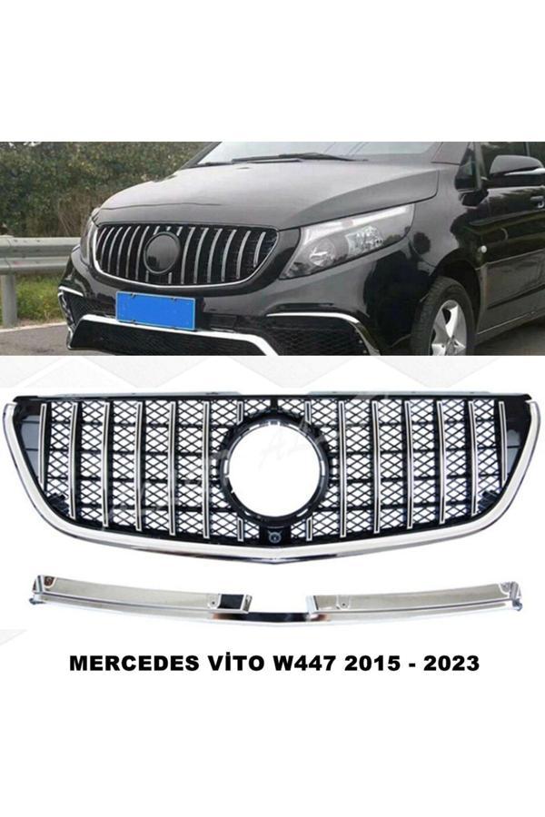Caraks Mercedes Vito W447 Spor Ön Panjur Izgaralı Piano Black & Krom Şeritli 2015 Sonrası 1. Kalite - - Image 1