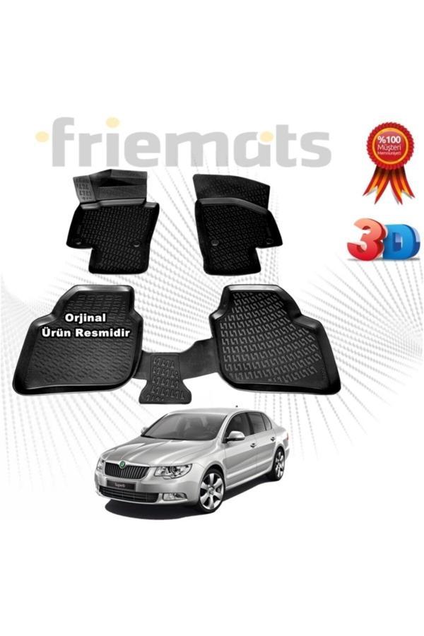 Friemats Skoda Süper B 3D Paspas Havuzlu 2008-2015 Arası 4 Parça Set Siyah - Image 1