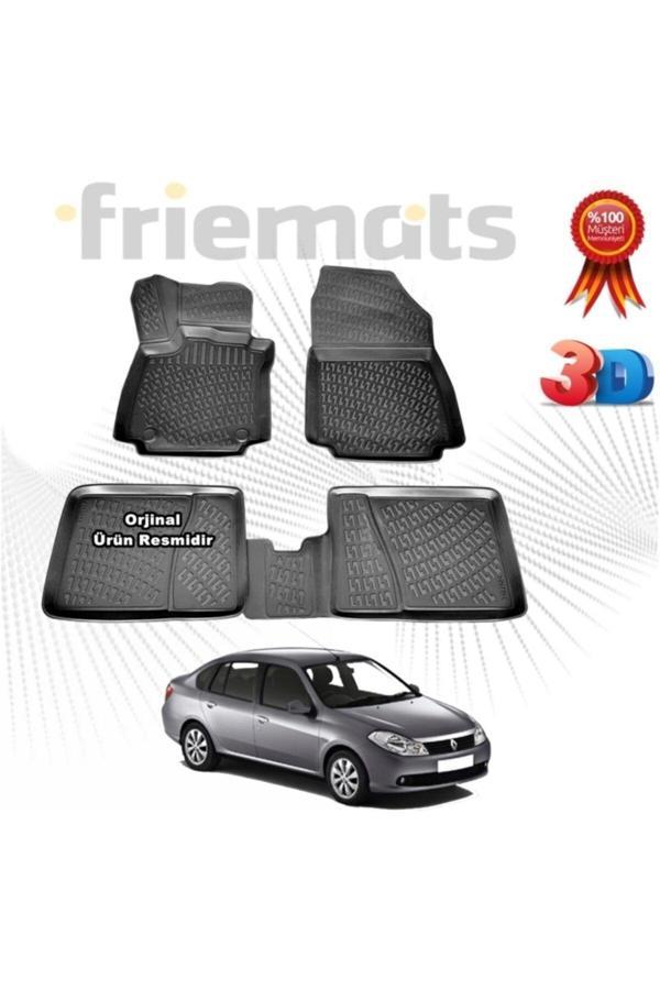 Friemats Renault Symbol 3D Havuzlu Paspas 2008-2012 Arası Siyah 4 Parça Set - - Image 1