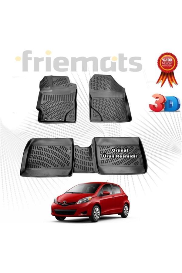Friemats Toyota Yaris 3D Paspas Havuzlu Hb 2013 - 2020 Arası Siyah 4 Parça Set - - Image 1