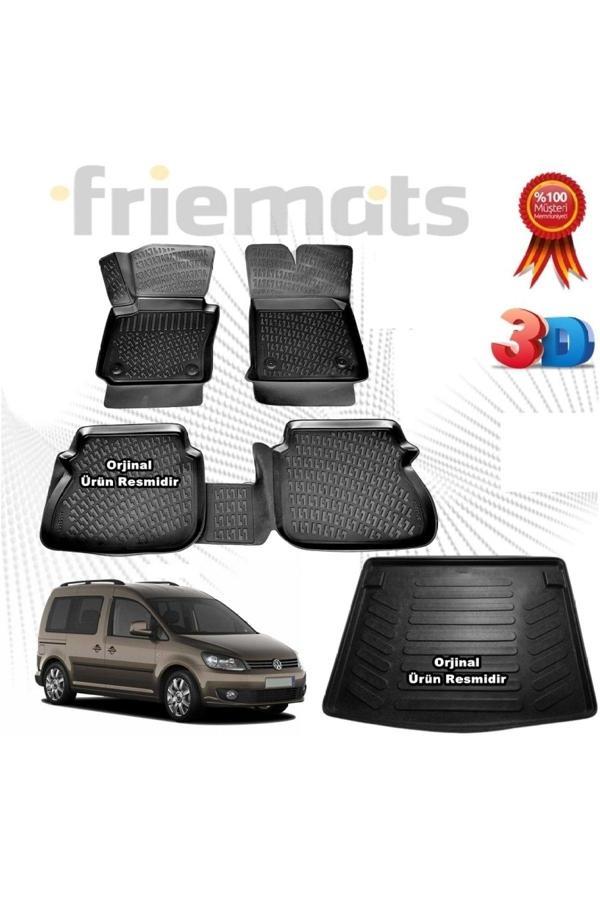 Friemats Vw Caddy 3D Havuzlu Paspas + 3D Bagaj Havuzu 2010-2015 Arası - Image 1