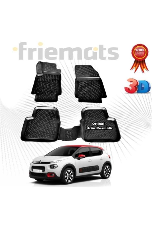 Friemats Citroen C3 3D Havuzlu Paspas 2017 Sonrası Siyah 4 Parça - Image 1