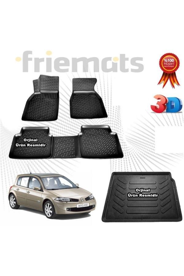 Friemats Renault Megane 2 Hb 3D Havuzlu Paspas + 3D Bagaj Havuzu 2004-2010 Arası - Image 1