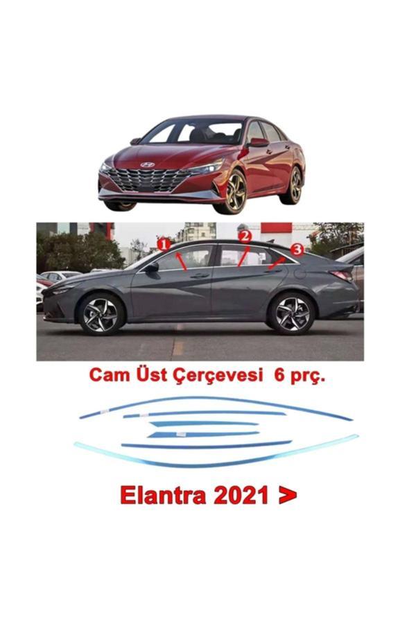 Point Hyundai Elantra Cam Üst Çerçeve Nikelajı 2021 Sonrası 6 Parça Paslanmaz Çelik - Image 1