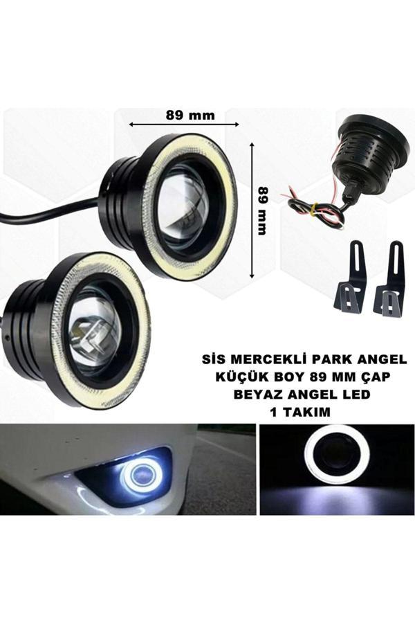 Caraks Sis Mercekli Angel Led Ampül Gündüz Farı Beyaz Angel Led 89 Mm Çap Beyaz Mercek Beyaz Halka - - Image 1
