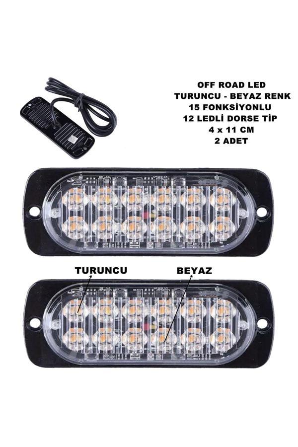 Friemats Led Lamba Turuncu - Beyaz 15 Fonksiyonlu Dorse Tip 12 Led 4 X 11 Cm 2 Adet - - Image 1