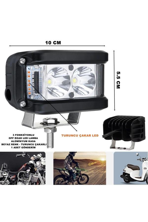Friemats Off Road Led Lamba Turuncu Çakarlı -Beyaz Ledli 3 Fonksiyonlu 5,5 X 10 Cm 1 Adet - Image 1