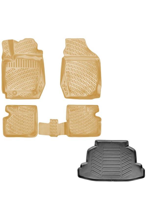 Friemats Toyota Corolla 3D Bej Havuzlu Paspas 3D Bagaj Havuzu Sedan Kasa 2001-2007 Arası Marka - Image 1