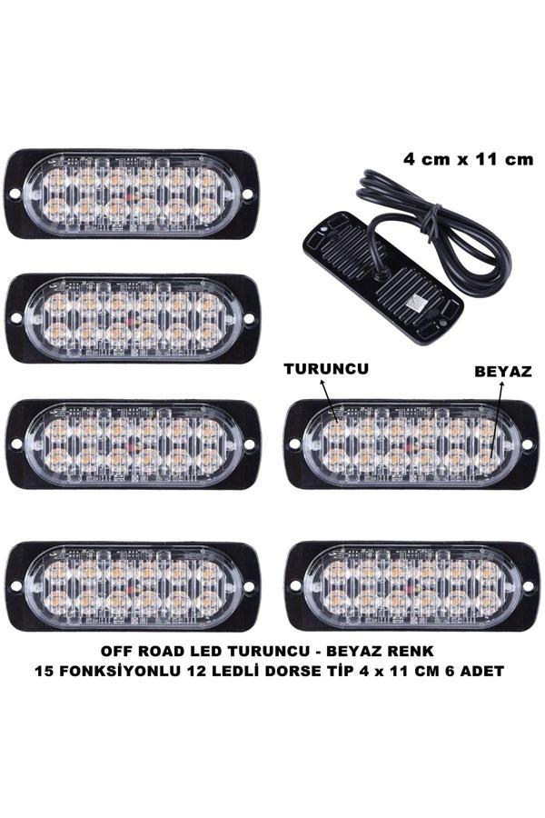 Friemats Off Road Led Lamba Turuncu Beyaz 15 Fonksiyonlu Dorse Tip 12 Led 4 X 11 Cm 6 Adet - Image 1