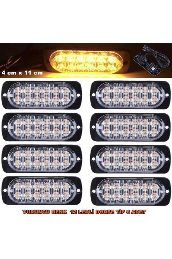 Friemats Off Road Led Lamba Turuncu Çakarlı 16 Fonksiyonlu 12 Led 4 X 11 Cm 8 Adet - - Image 1