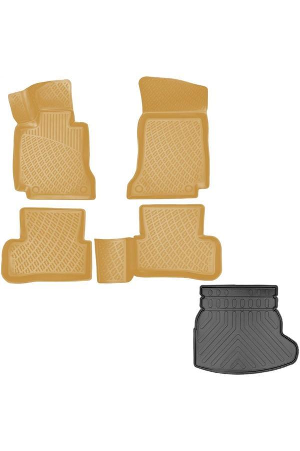 Friemats Mercedes C Serisi W205 3D Havuzlu Paspas ( Bej ) +3D Rampalı Ve Kulaklı Bagaj Havuzu 2015-2022 Arası - Image 1