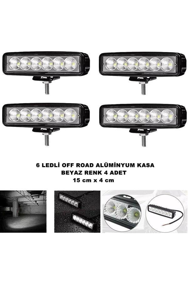 Friemats Off Road Led Sis Lambası Beyaz Sabit Renk 6 Led 4 X 15 Cm 4 Adet - - Image 1