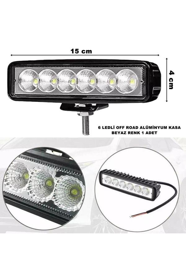 Friemats Off Road Led Sis Lambası Beyaz Sabit Renk 6 Led 4 X 15 Cm 1 Adet - - Image 1