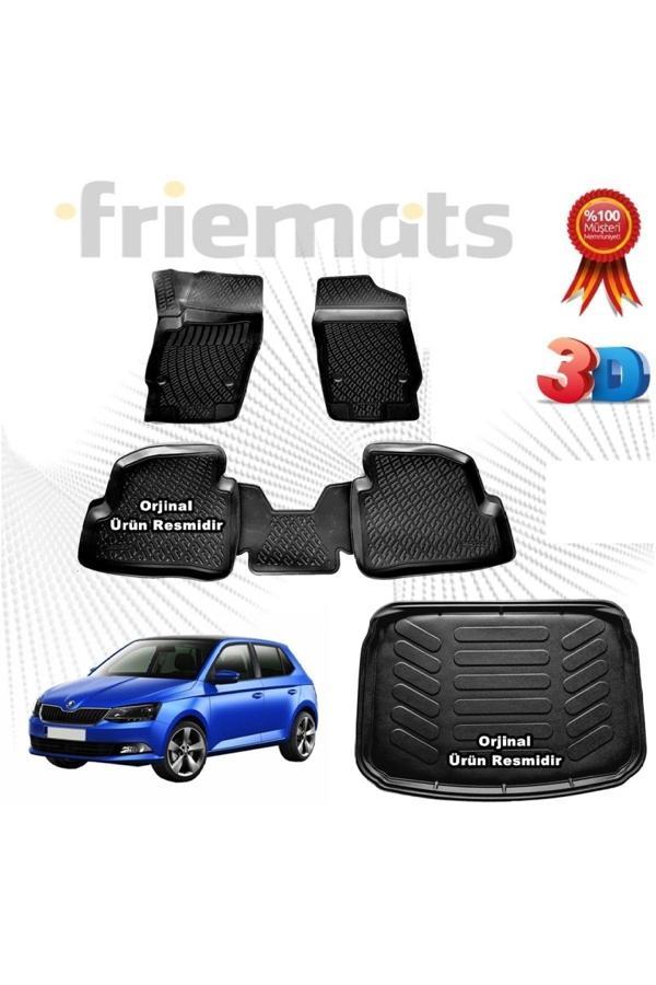 Friemats Skoda Fabia 3D Havuzlu Paspas + 3D Bagaj Havuzu 2014-2020 Arası - Image 1