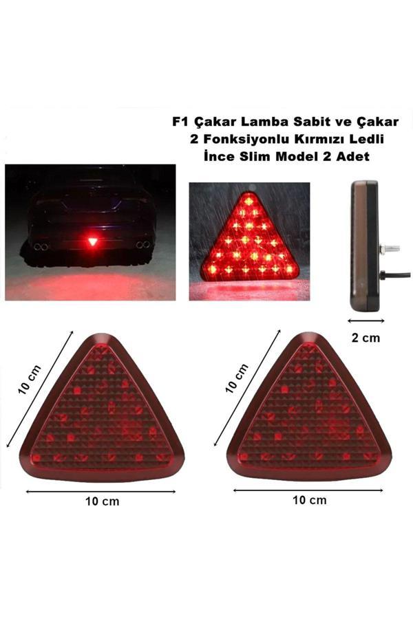 Caraks F1 Çakar Lamba Üçgen Yeni Slim Model Kırmızı Ledli 12V 2 Fonksiyonlu 2 Adet - - Image 1