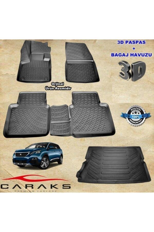 Caraks Peugeot 5008 3D Havuzlu Paspas+Bagaj Havuzu 2016 Sonrası - Image 1