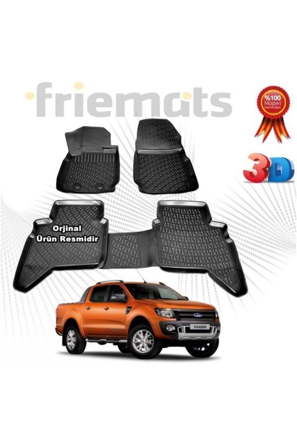 Friemats Ford Ranger 3D Havuzlu Paspas 2012 Sonrası Siyah 4 Parça Set - - Image 1