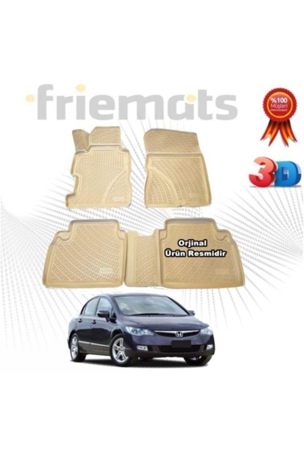 Point Honda Civic Sd 3D Havuzlu Paspas 2007 - 2012 Arası Bej 4 Parça Set Friemats - Image 1