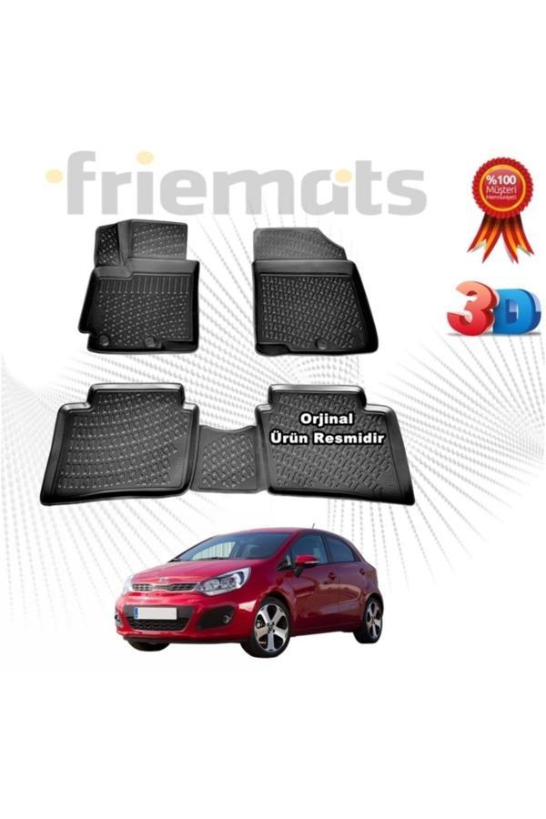 Friemats Kia Rio Hb 3D Havuzlu Paspas 2011 Sonrası Siyah 4 Parça - Image 1