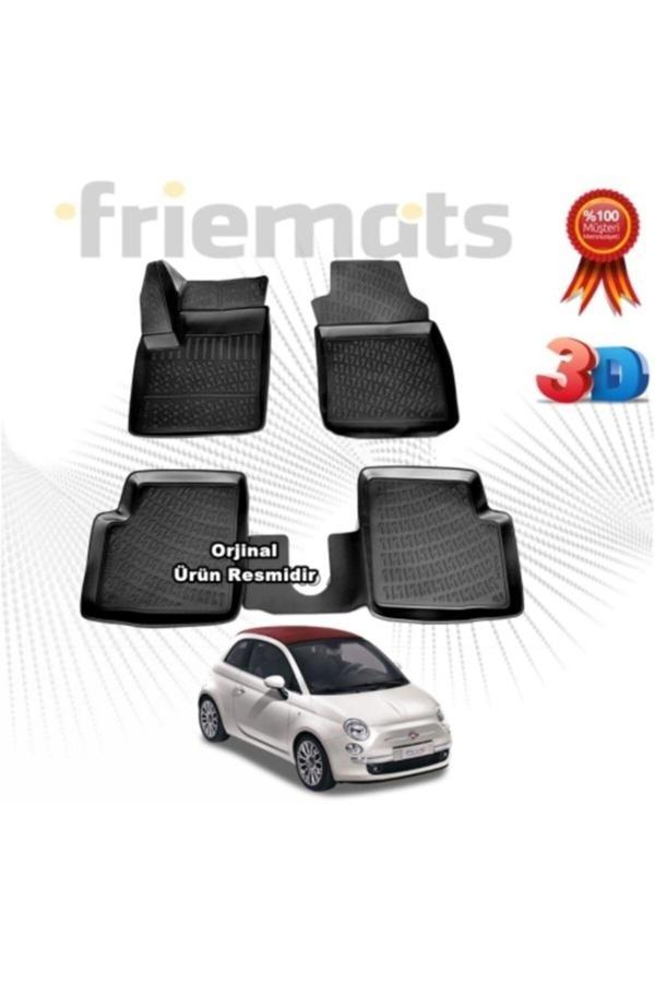 Point Fiat 500 C 3D Havuzlu Paspas 2010 - 2020 Arası Siyah 4 Parça Set - Friemats Marka - Image 1