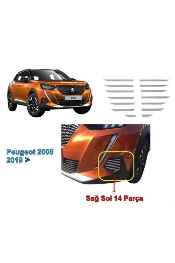 Point Peugeot 2008 Ön Tampon Sağ Sol Kromu 2019 Sonrası 14 Prç. P.Çelik - Image 1