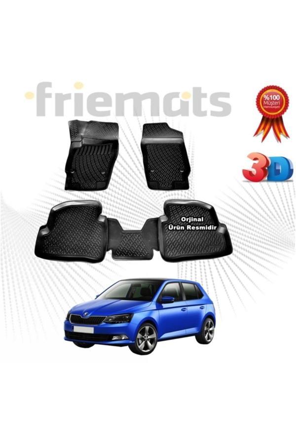 Friemats Skoda Fabia Hb 3D Havuzlu Paspas 2014-2020 Arası Siyah 4 Parça Set - - Image 1