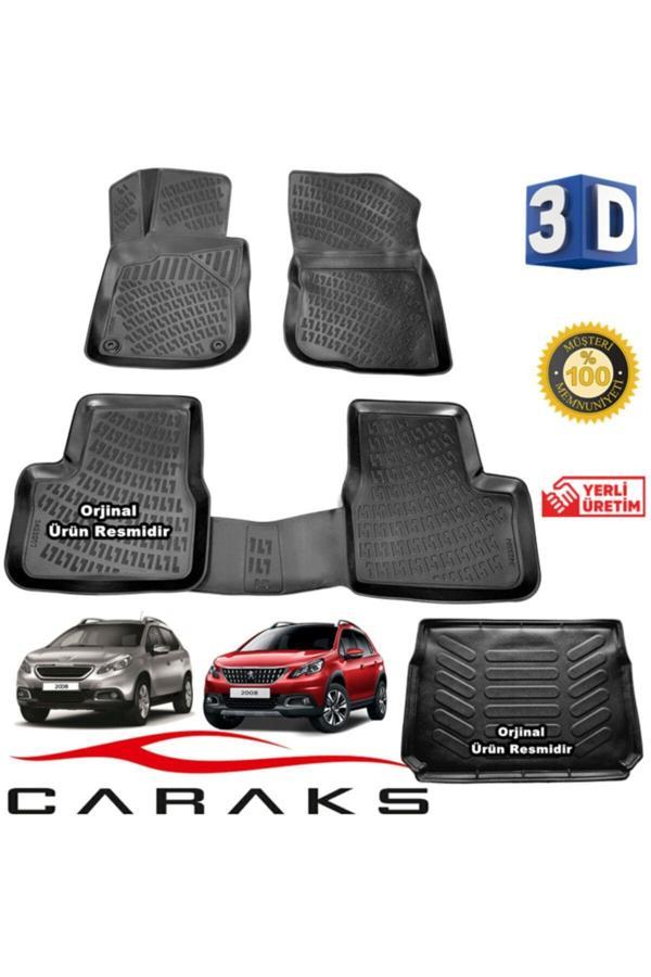 Caraks Peugeot 2008 3D Havuzlu Paspas + 3D Bagaj Havuzu 2012-2019 Arası Marka - Image 1