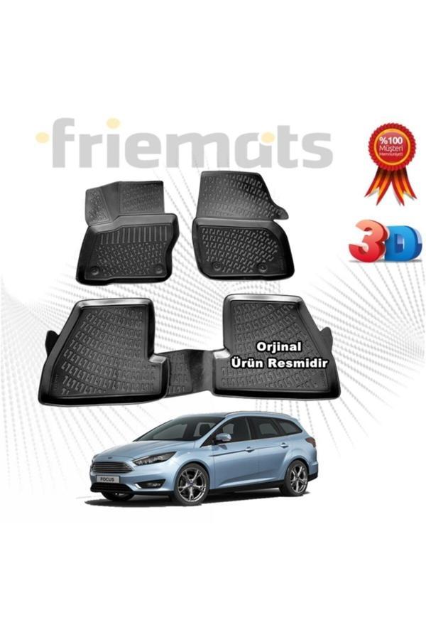 Friemats Ford Focus 4 Stw 3D Havuzlu Paspas 2015-2018 Arası Siyah 4 Parça Set - - Image 1