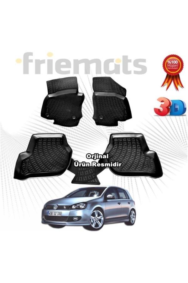 Friemats Vw Golf 6 3D Havuzlu Paspas 2010-2013 Arası Siyah 4 Parça Set - - Image 1
