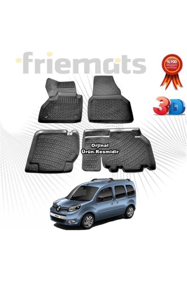 Friemats Renault Kangoo 2 3D Havuzlu Paspas 2015-2020 Arası Siyah 4 Parça Set - - Image 1