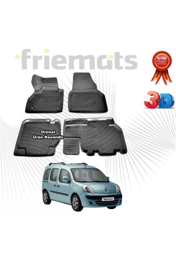 Friemats Renault Kangoo 2 3D Havuzlu Paspas 2008-2014 Arası Siyah 4 Parça Set - - Image 1