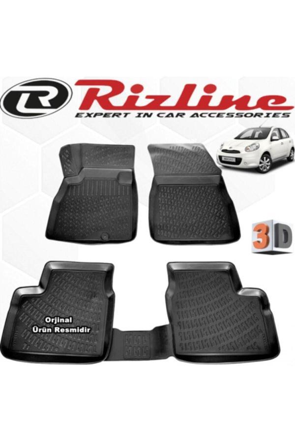 Rizline Nissan Micra 3D Paspas Havuzlu 2010 - 2016 Arası Siyah 4 Parça Set - Image 1
