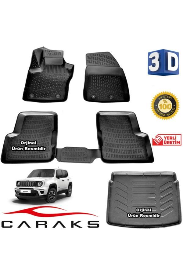Caraks Jeep Renegade 3D Havuzlu Paspas +Bagaj Havuzu 2015-2020 Arası Marka - Image 1