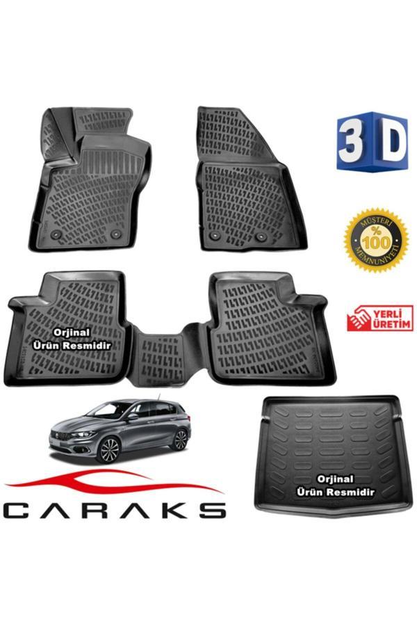 Caraks Fiat Egea Hb 3D Havuzlu Paspas + 3D Bagaj Havuzu 2015 Sonrası Marka - Image 1