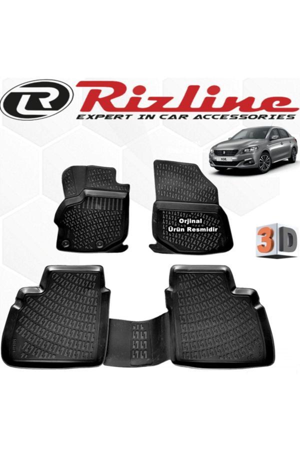 Rizline Peugeot 301 3D Paspas Havuzlu 2012 - 2020 Arası 4 Parça Siyah Set - Image 1
