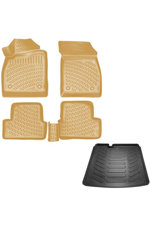 Friemats Opel Astra J 3D Havuzlu Paspas Bej Renk + 3D Bagaj Havuzu Paspası Sedan 2012 - 2018 Arası Friemats - Image 1