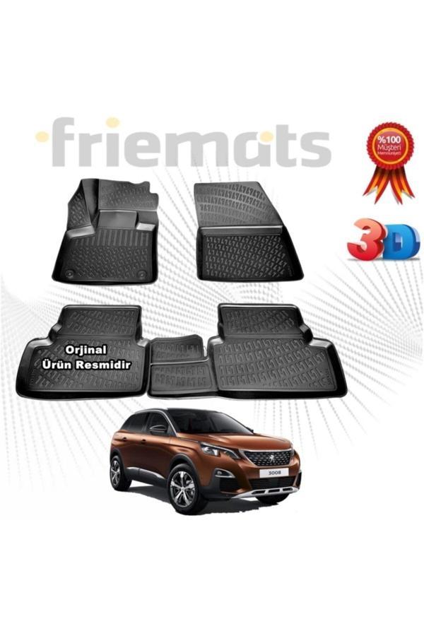Friemats Peugeot 3008 3D Havuzlu Paspas 2016 - 2020 Arası Siyah 4 Parça Marka - Image 1
