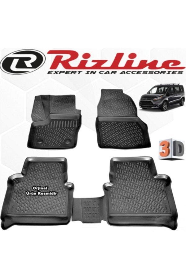 Rizline Tegin Ford Connect 3D Havuzlu Oto Paspası 2014 2020 Arası Siyah 4 Lü Set - Image 1