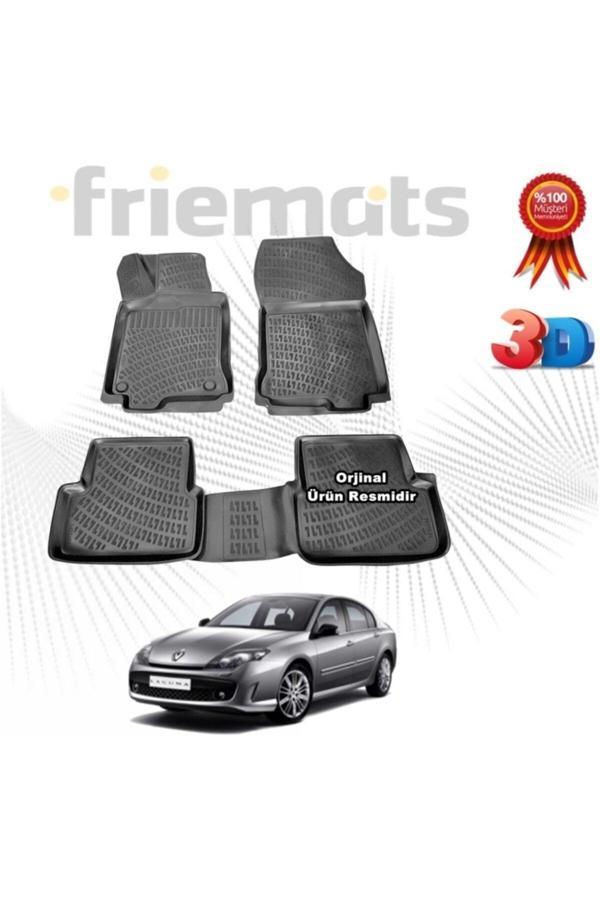 Friemats Renault Laguna 3 3D Havuzlu Paspas 2008-2015 Arası Siyah 4 Parça Set - - Image 1