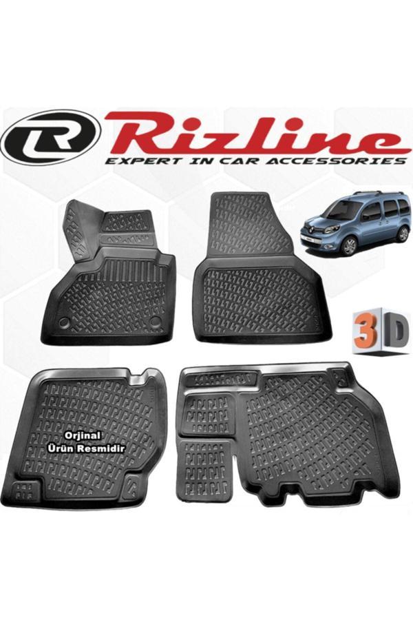Rizline Renault Kangoo 2 3D Paspas Havuzlu 2015 - 2020 Arası Siyah 4 Lü Set - Image 1
