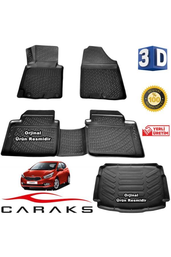 Caraks Kia Ceed Hb 3D Paspas + 3D Bagaj Havuzu 2013 - 2020 Arası Siyah - Set - Image 1